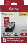   Canon CL-571XL Bk/C/M/Y (4x11ml) Tintapatron + 50 lap PP201 10x15 fényes fotópapír  Multipack