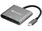   Sandberg USB-C -> HDMI / USB-A 3.0 / USB-C, (ezüst),  konverter