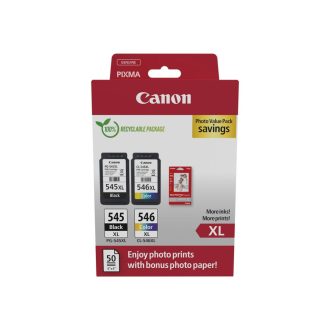   Canon PG-545XL (1x15 ml) + CL-546XL (1x13 ml) + 50 lap GP501 10x15 fényes fotópapír Multipack (RR)