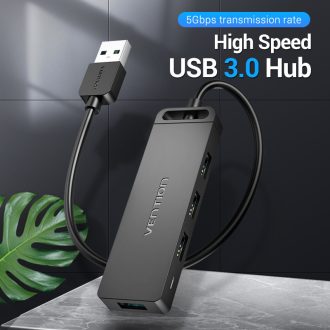   Vention USB-A 3.0 (4-Portos, táppal, fekete), 1m, hub CHLBF (RR)