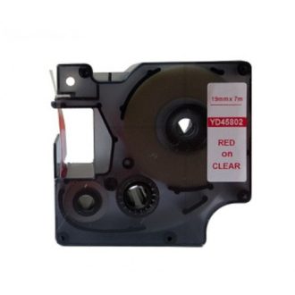 Utángyártott DYMO D1 45802 19mm x 7m átlátszó-piros