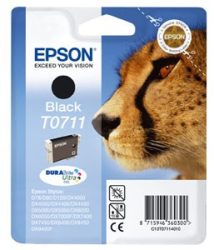 Epson T0711 Tintapatron Stylus D78, D92, D120 nyomtatókhoz, EPSON fekete, 7,4ml Eredeti kellékanyag  C13T07114012