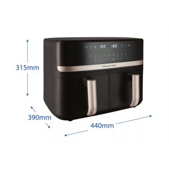 RUSSELLOBBS SatisFry 27680-56/RH dupla kosaras 9 L Airfryer, fekete/pezsgő Gyártói cikkszám: 27680-56