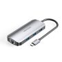   Vention USB-C -> HDMI/USB 3.0x3/RJ45/PD (0,15m Szürke Aluminum Ötvözet), Dokkoló TOHHB