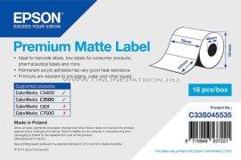 Premium Matte Label - Die-cut Roll: 76mm x 127mm, 265 labels	C33S045535