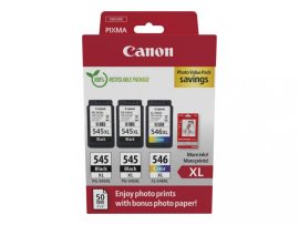 Canon PG-545XLx2 (2x15 ml) + CL-546XL (1x13 ml) + 50 lap GP501 10x15 fényes fotópapír Multipack