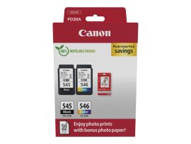 Canon PG-545 (1x8 ml) + CL-546 (1x8 ml) + 50 lap GP501 10x15 fényes fotópapír  Multipack