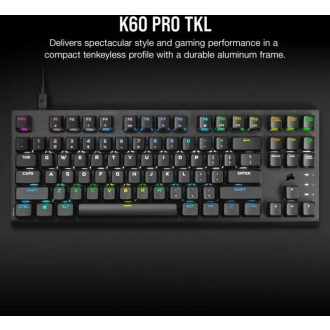   CORSAIR Vezetékes Billentyűzet Gaming, K60 PRO TKL RGB, Optical-Mechanical, Alumínium keret, US, fekete (RR)
