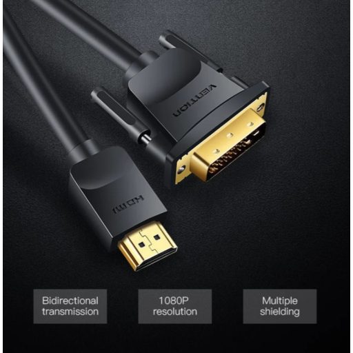 Vention HDMI -> DVI,  (fekete), 1,5m, kábel