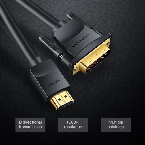 Vention HDMI -> DVI, (fekete), 3m, kábel