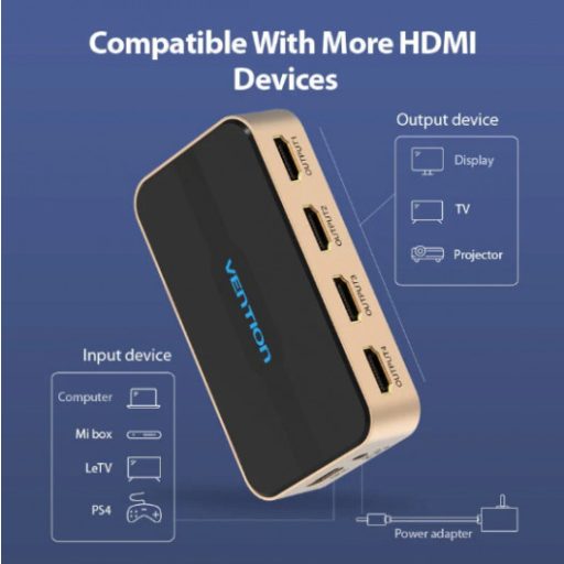 Vention HDMI Splitter (1be-4ki, 4K@30Hz arany-fekete)