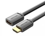   Vention HDMI/M -> HDMI/F (4K, HD, PVC, fekete), 0,5m, kábel