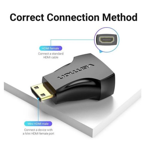 Vention mini HDMI/M -> HDMI/F (4K,fekete), adapter
