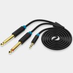   Vention 3.5mm jack/M -> 2*6.5mm jack/M, 3m, (TRS, fekete, audio), kábel