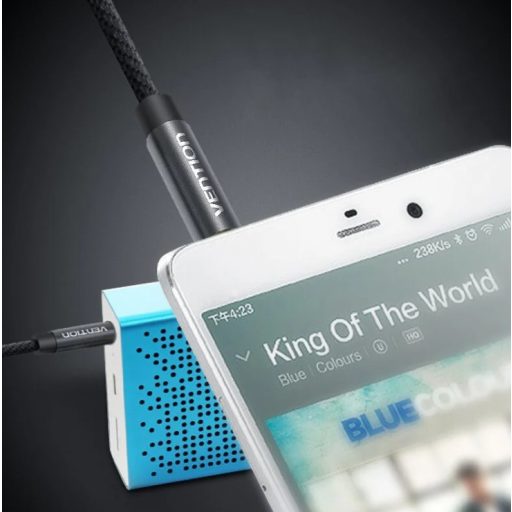 Vention 3.5mm jack/M -> 3.5mm jack/M,  (audio,fekete), 1m, kábel