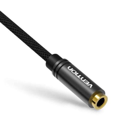 Vention 3.5mm jack/M -> 2*3.5mm jack/F,  (szövet, stereo splitter, fekete), 0,3m, kábel