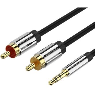  Vention 3.5mm jack/M -> 2*RCA/M, (audio, aranyozott, fémház), 1m, kábel