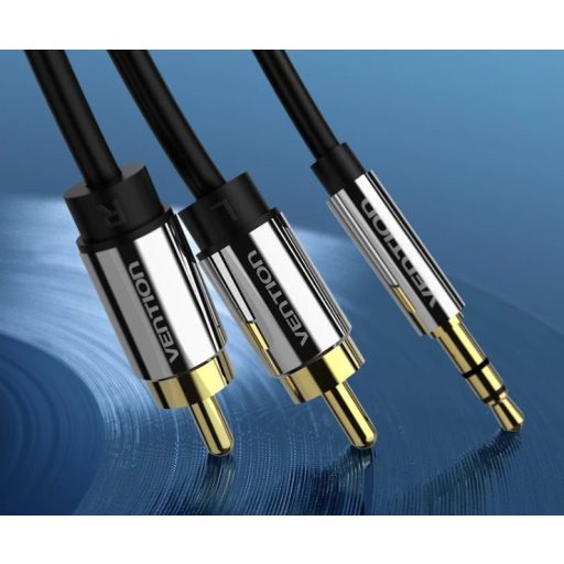 Vention 3.5mm jack/M -> 2*RCA/M,  (audio, aranyozott, fémház), 1,5m, kábel