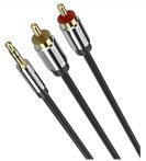   Vention 3.5mm jack/M -> 2*RCA/M,  (audio, aranyozott, fémház), 10m, kábel