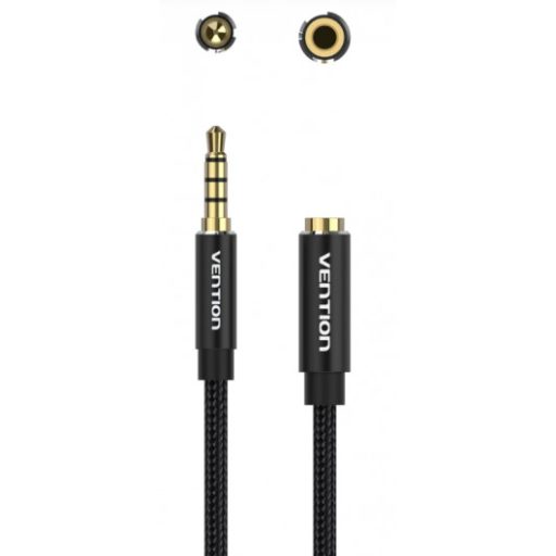 Vention 3.5mm jack/M -> 3.5mm/F , (hosszabbító,audio,fekete), 8m, kábel