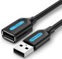   Vention USB-A 2.0/M -> USB-A 2.0/F, (hosszabbító, PVC fekete), 1m,  kábel