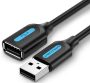   Vention USB-A 2.0/M -> USB-A 2.0/F  (hosszabbító, PVC fekete) , 1,5m, kábel