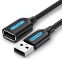   Vention USB-A 2.0/M -> USB-A 2.0/F (hosszabbító, PVC fekete), 2m, kábel