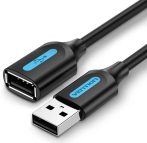   Vention USB-A 2.0/M -> USB-A 2.0/F (hosszabbító, PVC fekete), 5m, kábel