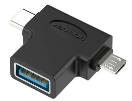 Vention USB 3.0 -> micro USB + USB-C , (fekete, hármas elosztó), adapter