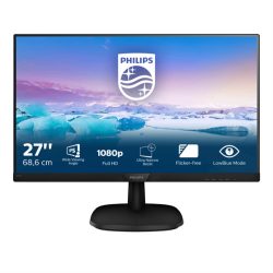 PHILIPS IPS monitor 27" 273V7QDAB, 1920x1080, 16:9, 250cd/m2, 4ms, VGA/DVI-D/HDMI, hangszóró