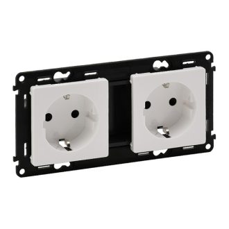   LEGRAND Valena Life 2x2P+F sínezett csatlakozóaljzat gyermekvédelemmel rugós vezetékbekötéssel fehér