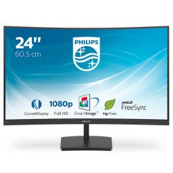 PHILIPS Ívelt VA monitor 23.6" 241E1SC, 1920x1080, 16:9, 250cd/m2, 4ms, VGA/HDMI