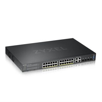   ZYXEL Switch 24x1000Mbps (24xPOE) + 4xGigabit kombó SFP, Menedzselhető Rackes, GS2220-28HP-EU0101F
