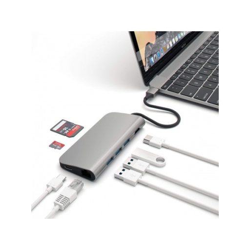 Satechi Aluminium Type-C Multi-Port Adapter (HDMI 4K,3x USB 3.0,MicroSD,Ethernet) - Space Grey