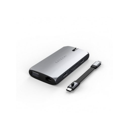 Satechi USB-C On the go adapter (1xUSB-C PD, 1x G.Ethernet,1x 4K HDMI,1x VGA,1x USB-A,1x USB-C, micro/SD) - Space Grey