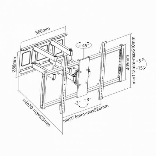 SBOX PLB-3769 fali konzol, 60"-100", 600x900, max 80 kg
