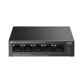   TP-LINK Switch 5x1000Mbps (4xPOE+) Fémházas Asztali, LS105GP