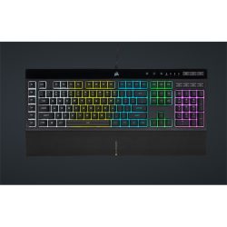 CORSAIR Vezetékes Billentyűzet Gaming, K55 RGB PRO, 6 programozható billentyű, Cseppálló, Csuklótámasz, US, fekete