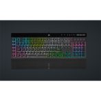   CORSAIR Vezetékes Billentyűzet Gaming, K55 RGB PRO XT, 6 programozható billentyű, Cseppálló, Csuklótámasz, US, fekete