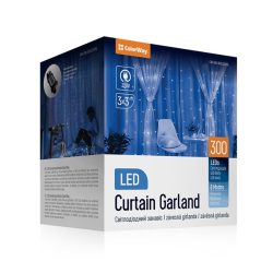 COLORWAY LED szalag, LED garland ColorWay curtain (curtain) 3x3m 300LED 220V blue color