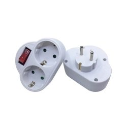 BLACKBIRD Hálózati Dugalj elosztó 250V, Max:3680W 2x16A/250V GZBK02 gyerekvédelem + kapcsoló, Fehér