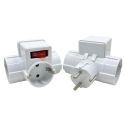 BLACKBIRD Hálózati Dugalj elosztó 250V, Max:3680W 3x16A/250V SQ-GBK-01/03T gyerekvédelem + kapcsoló, Fehér