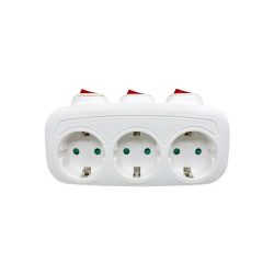 BLACKBIRD Hálózati Dugalj elosztó 250V, Max:3680W 3x16A/250V SQ-GZB3K-01/03 gyerekvédelem + kapcsoló, Fehér