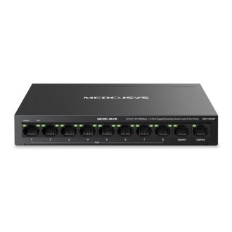   MERCUSYS Switch 8x100Mbps(8xPOE+) + 2xLAN(1000Mbps), Fémházas Asztali/Rackes, MS110CMP