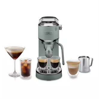   DELONGHI EC890.GR Dedica Duo manuális eszpresszó kávéfőző, tartály: 1,1 l, 1450W, Zöld