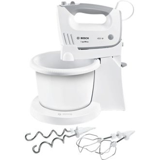   BOSCH MFQ36460 ErgoMixx Tálas kézi mixer, 450W, 5 fokozat, Fehér/Szürke