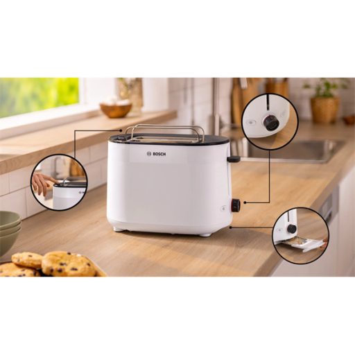 BOSCH TAT2M121 MyMoment Kenyérpirító, 970W, olvasztás, újramelegítés, Fehér