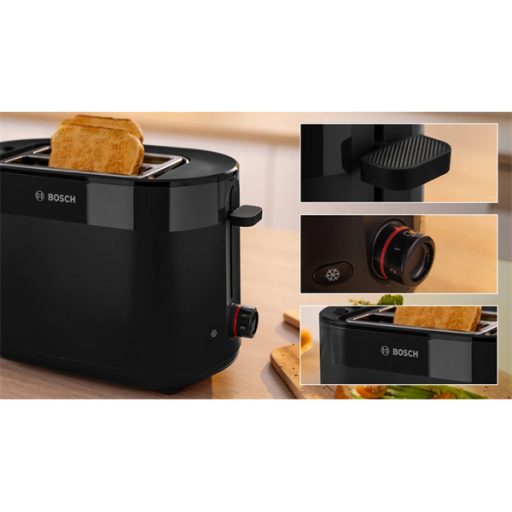 BOSCH TAT2M123 MyMoment Kenyérpirító, 970W, olvasztás, újramelegítés, Fekete