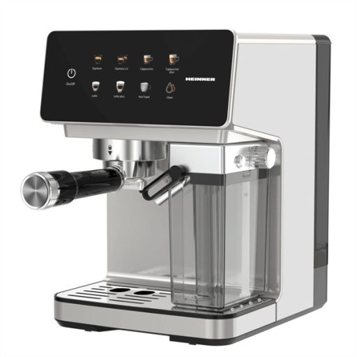 HEINNER HEM-LK20DMLK CreamyBlend Eszpresszó kávéfőző tejtartállyal, 20 bar, víztartály:1.6L, 1350W, Fekete/Inox