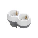   ORNO, OR-AE-13238(GS),  2x2P+E  2-es elosztó, 230V, 16A, IP20, 55,4X99,4X58,5mm, Fehér/Szürke